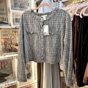 Women's Black Tweed cropped Jacket size XL NWT
